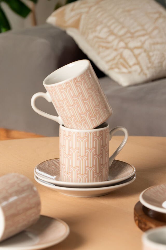 Porsima Sd-210-5 Porselen 6 Kişilik Fincan Seti 12 Parça Türk Kahvesi Fincanı Takımı-100ml