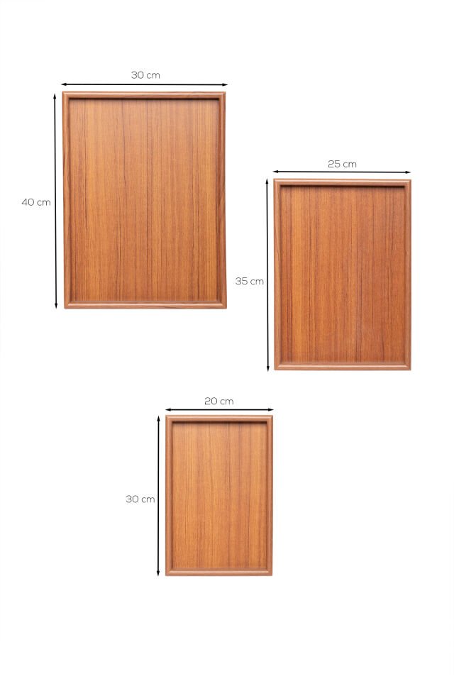 Porsima 130105045 Ahşap Tepsi 3lü Set Çay Kahve Bambu Sunumu Tepsi Seti