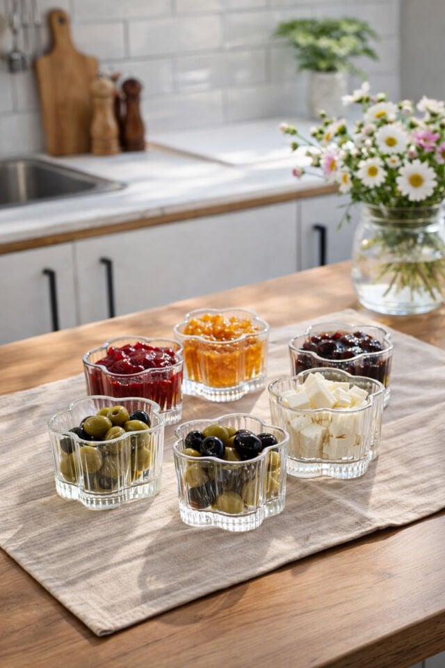 Porsima RYG7061 Flower 6lı Cam Kase Puding Tatlı Ve Dondurma Kasesi Kahvaltılık Kase Seti Çerez Kasesi 6x7,5Cm