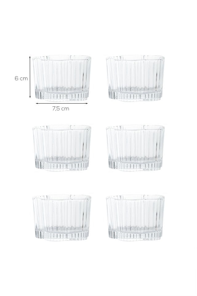 Porsima RYG7061 Flower 6lı Cam Kase Puding Tatlı Ve Dondurma Kasesi Kahvaltılık Kase Seti Çerez Kasesi 6x7,5Cm