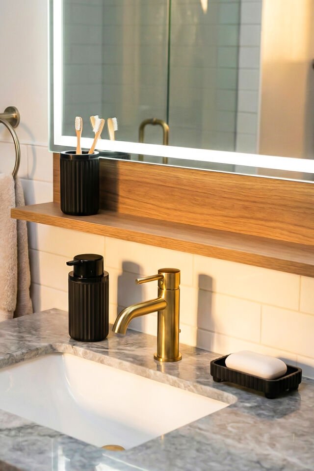 Porsima 3088-1 Glev Siyah 5 Parça Banyo Seti - Çöp Kovası, Sabunluk, Diş Fırçalığı ve Silikon Wc Fırçası