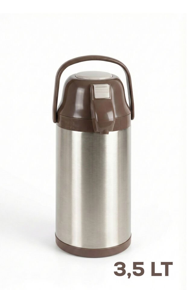 Porsima 2008 Çift Kat Paslanmaz Çelik Termos Çay Termosu Su Termosu 3,5lt Kahve