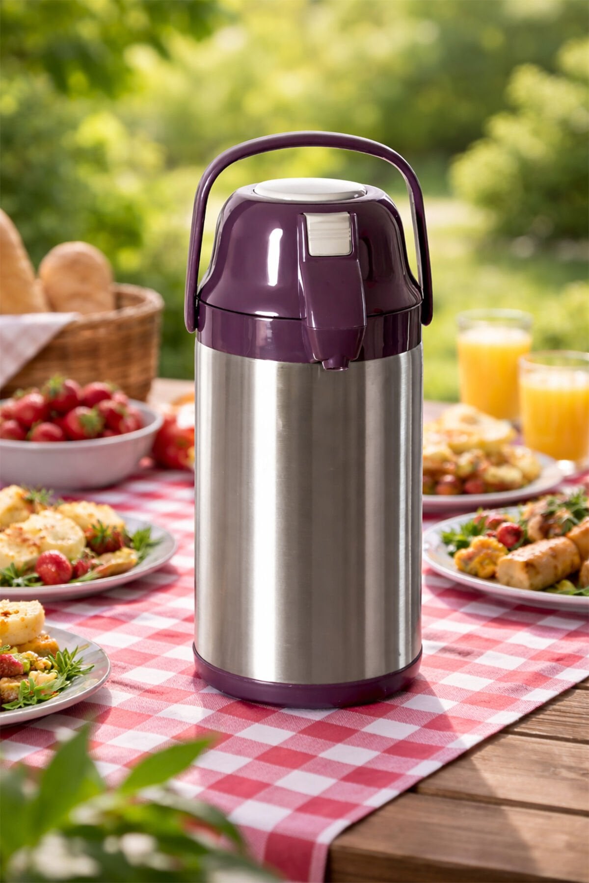 Porsima 2008-2 Çift Kat Paslanmaz Çelik Termos Çay Termosu Su Termosu 3,5lt Bordo