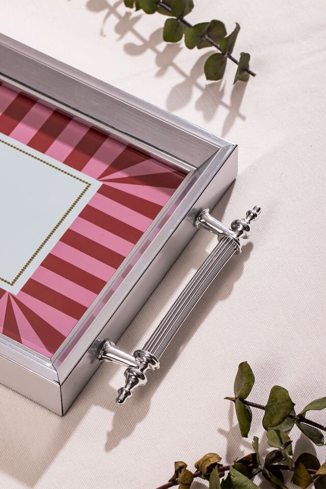 Porsima 4387 2'li Dekoratif Dikdörtgen Servis Tepsi Seti - Çay ve Kahve Kahvaltılık Sunum Tepsisi