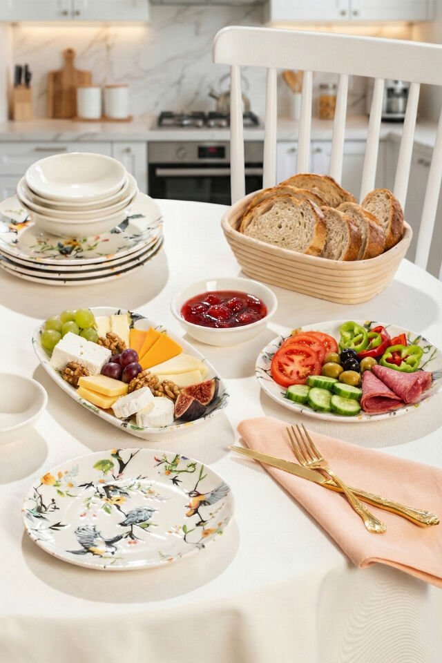 Porsima 4271 Pure 14 Parça Porselen Kahvaltı Seti 6 Kişilik Kahvaltı Takımı