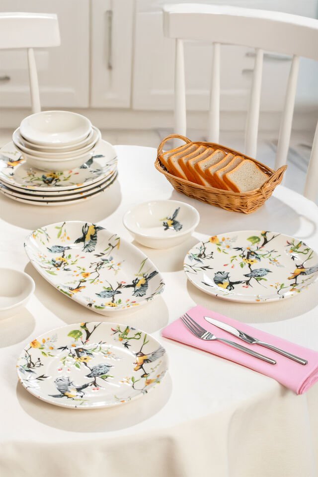 Porsima 4271 Pure 14 Parça Porselen Kahvaltı Seti 6 Kişilik Kahvaltı Takımı