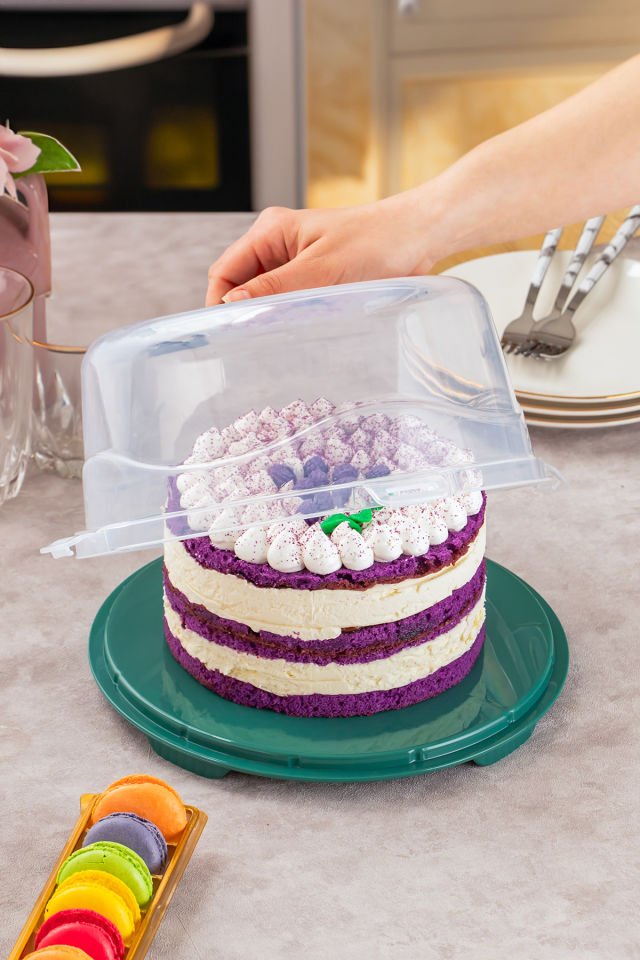 Porsima 1093 Yuvarlak Kek Pasta Börek Saklama Kabı - Kilitli Kapaklı Taşıma Fanusu 25 cm