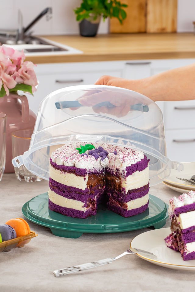 Porsima 1093 Yuvarlak Kek Pasta Börek Saklama Kabı - Kilitli Kapaklı Taşıma Fanusu 25 cm