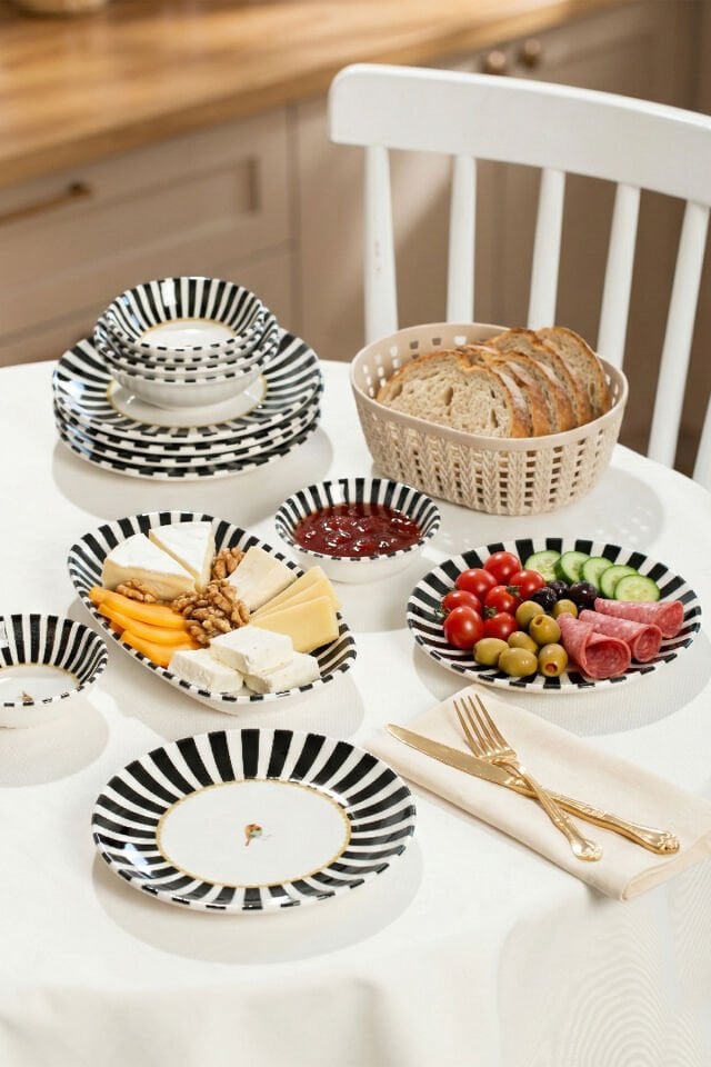 Porsima 4273 Pure 14 Parça Porselen Kahvaltı Seti 6 Kişilik Kahvaltı Takımı