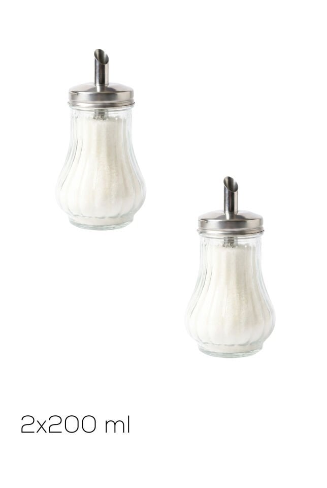 Porsima DHZ90131 Cam Akıtmalı Salla Dök 2li Şekerlik - 2li Toz Şekerlik Seti - 200ml
