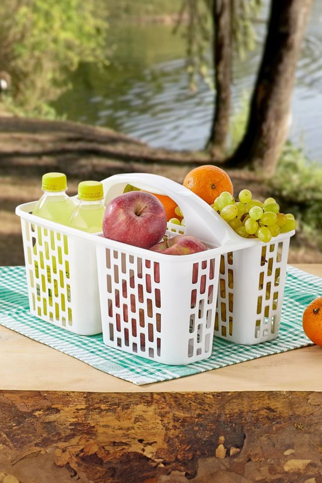 Porsima 8114 ORG-51 3 Bölmeli Düzenleyici Sepet - Çok Amaçlı Organizer - Beyaz