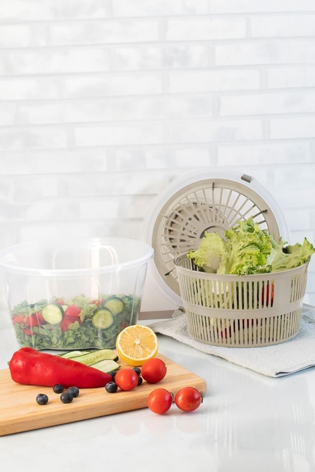 Porsima G-25 Gondol Vega Pratik Salata Kurutucu - Meyve Sebze Yeşillik Yıkama Kurutma Kabı Cappuccino