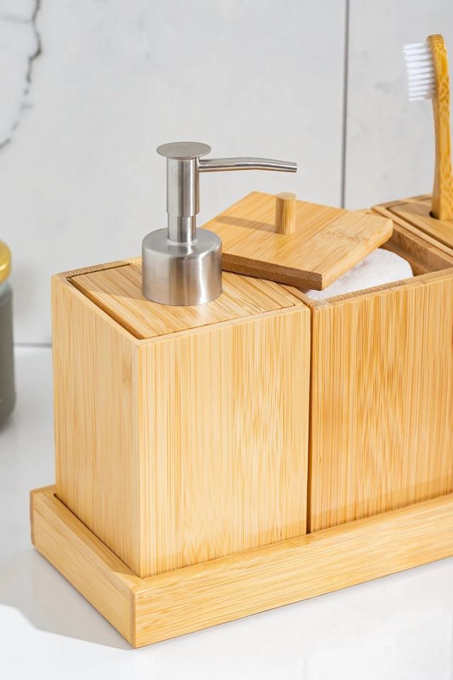 Porsima 76144 Standlı 3'lü Bambu Banyo Seti