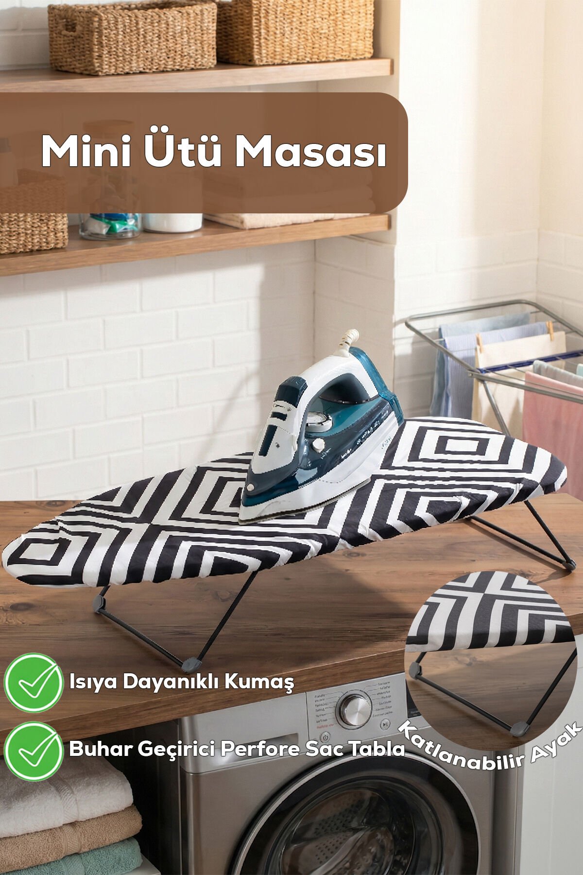 Porsima 15120-1 Smart Mini Seyahat Portatif Katlanabilir Ayaklı Ütü Masası