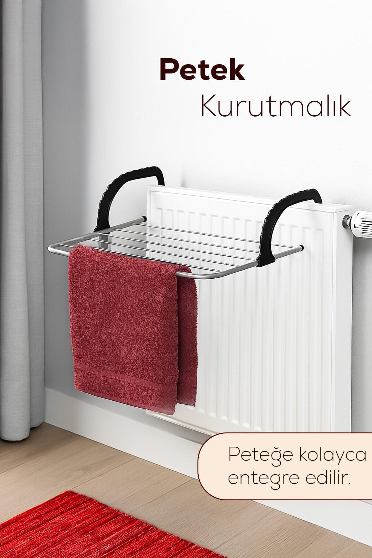 Porsima Isıya Dayanıklı Petek Üstü Kurutmalık - Balkon Çamaşır Kurutma Askısı Gri