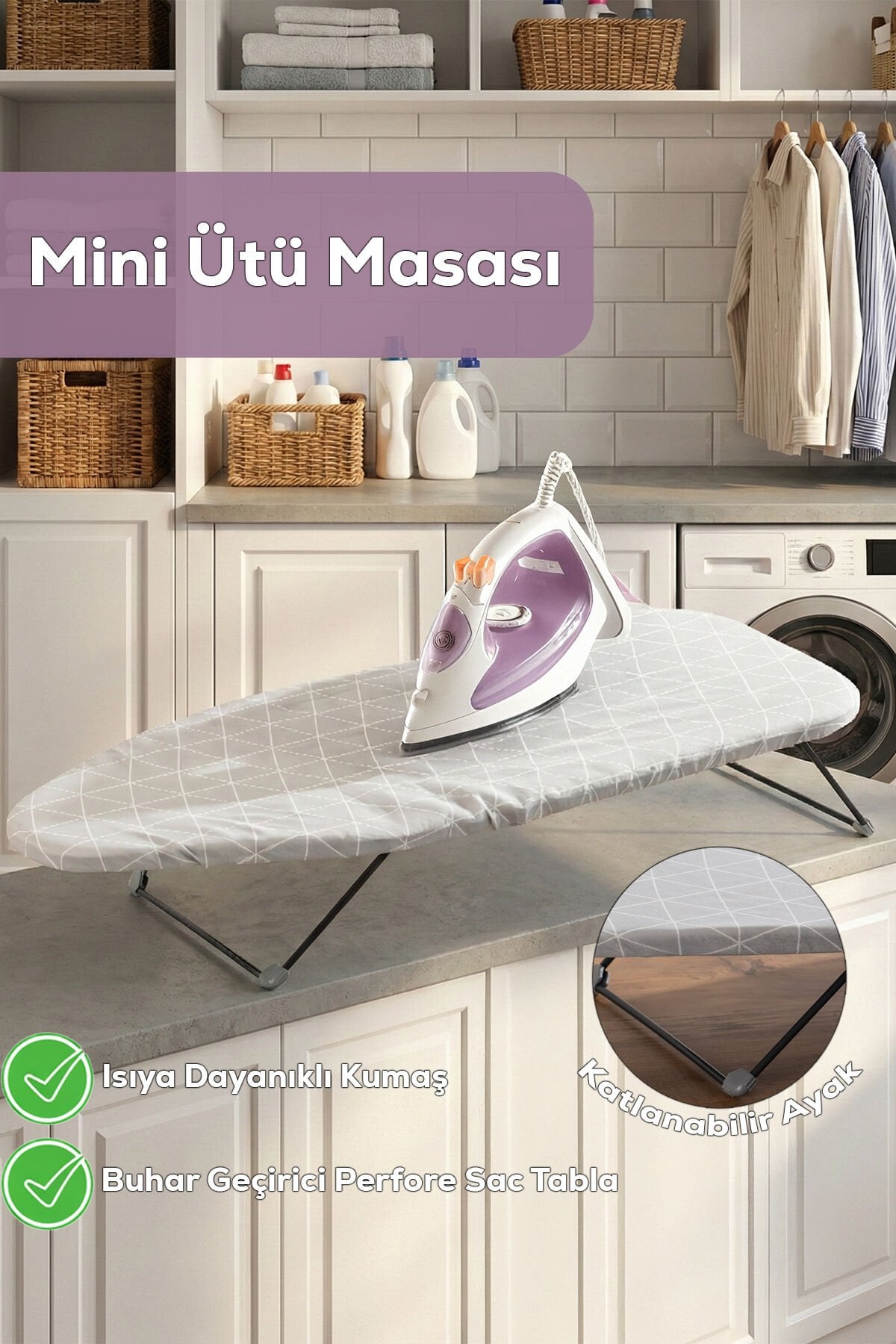 Porsima 15120-2 Smart Mini Seyahat Portatif Katlanabilir Ayaklı Ütü Masası