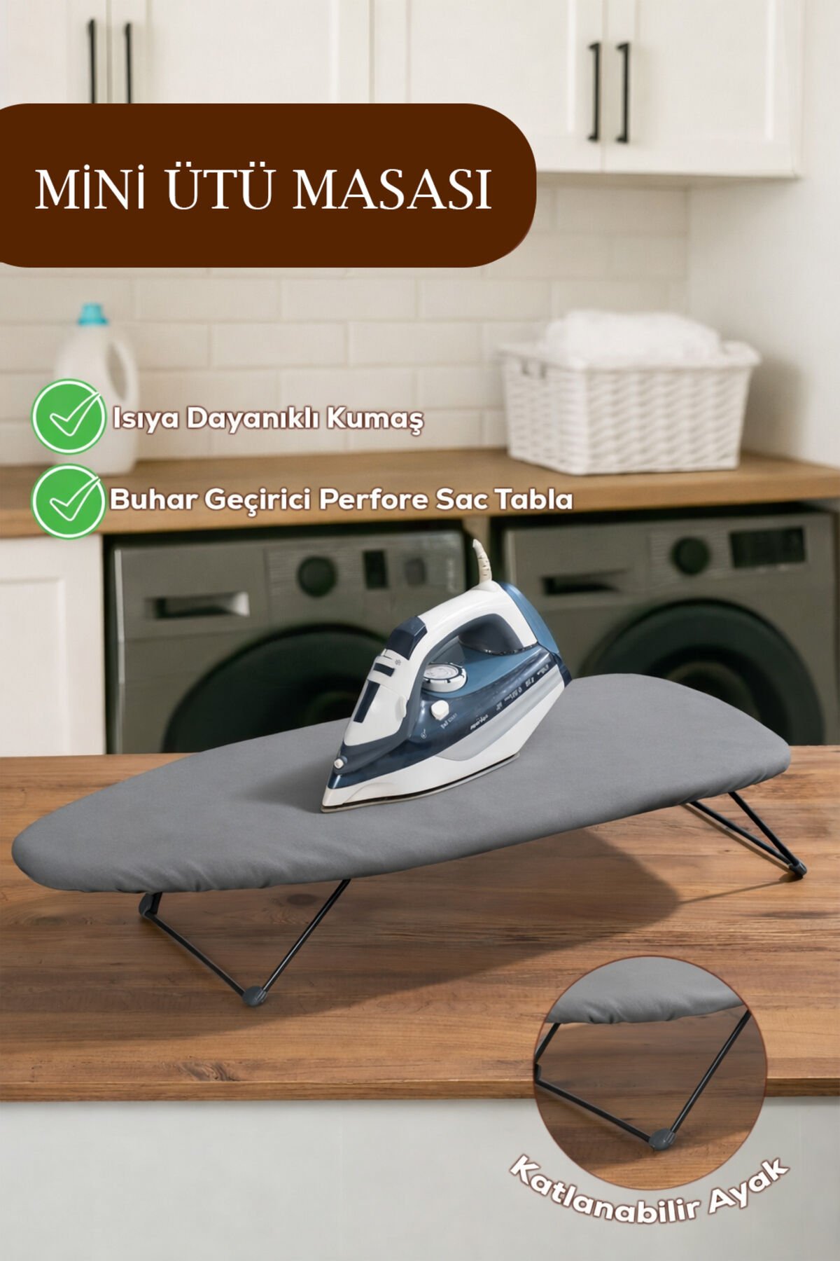 Porsima 15120-3 Smart Mini Seyahat Portatif Katlanabilir Ayaklı Ütü Masası