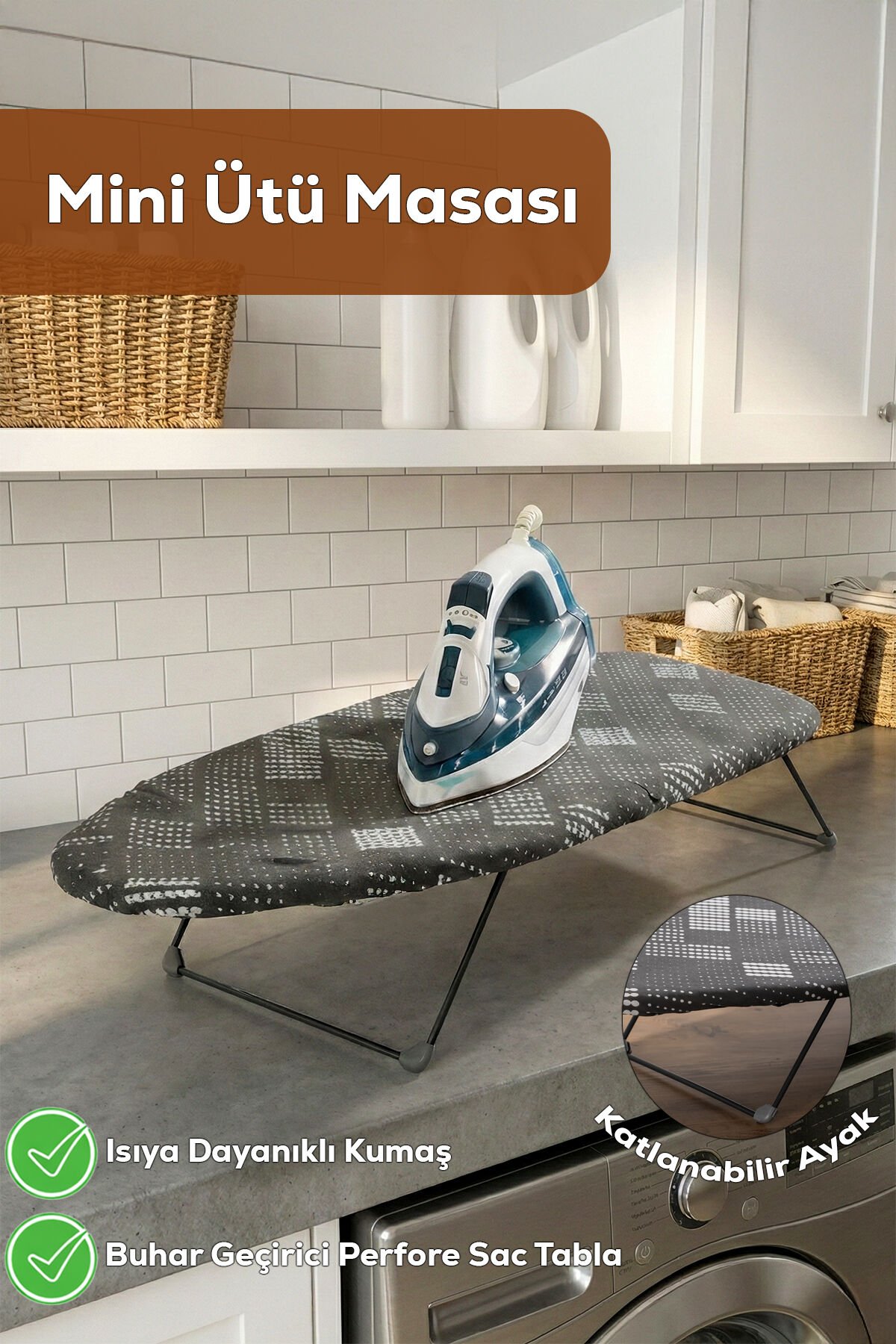 Porsima 15120-4 Smart Mini Seyahat Portatif Katlanabilir Ayaklı Ütü Masası