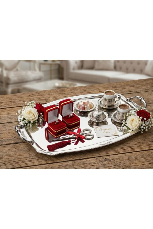 Özkent K-642 Gelincik Büyük Boy Çay Servis Sunum Tepsisi