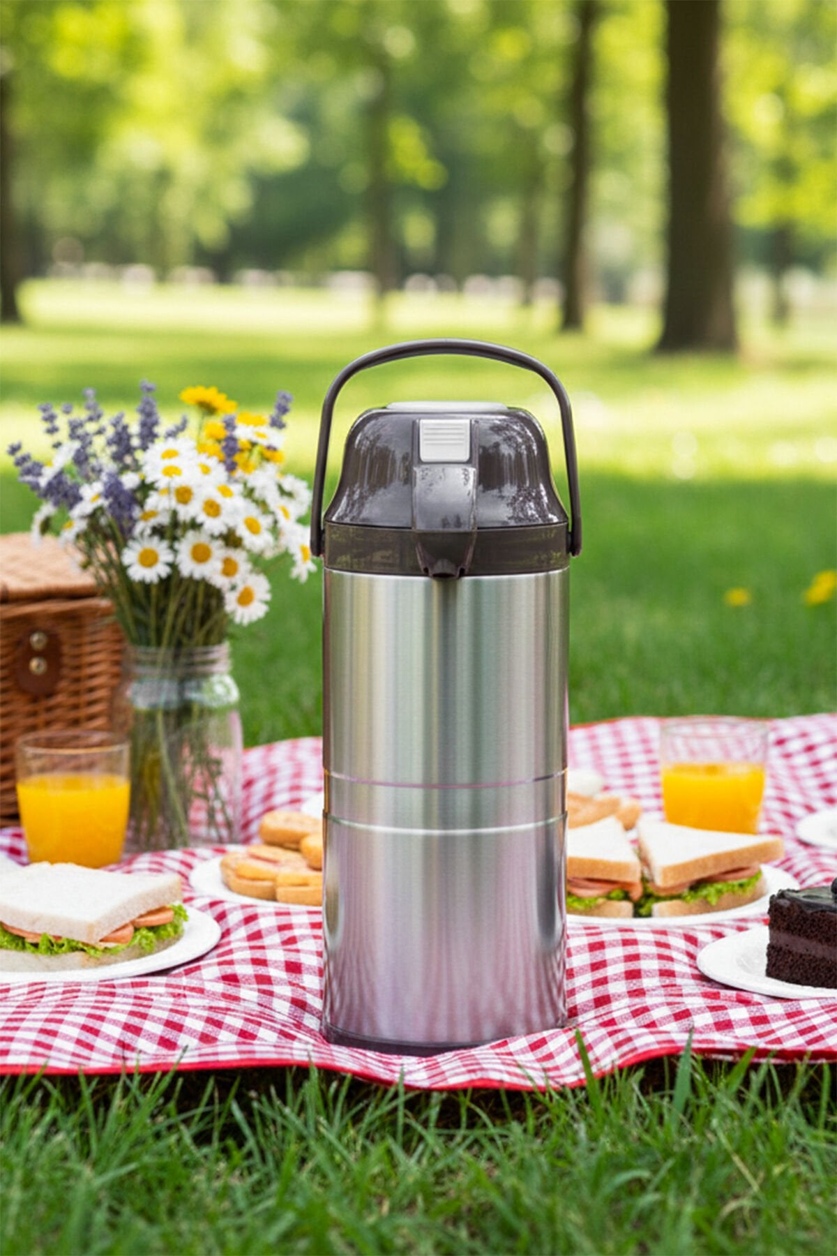 Porsima 2009 Çift Kat Paslanmaz Çelik Termos Çay Termosu Su Termosu Kahve 4,5lt