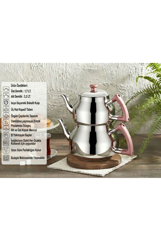 Özkent K-316 Marmaris Mega Boy Sade Çaydanlık Rose