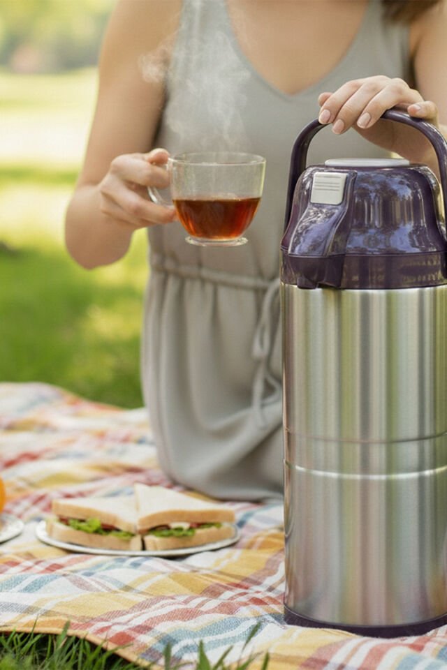 Porsima 2009-2 Çift Kat Paslanmaz Çelik Termos Çay Termosu Su Termosu Mor 4,5lt