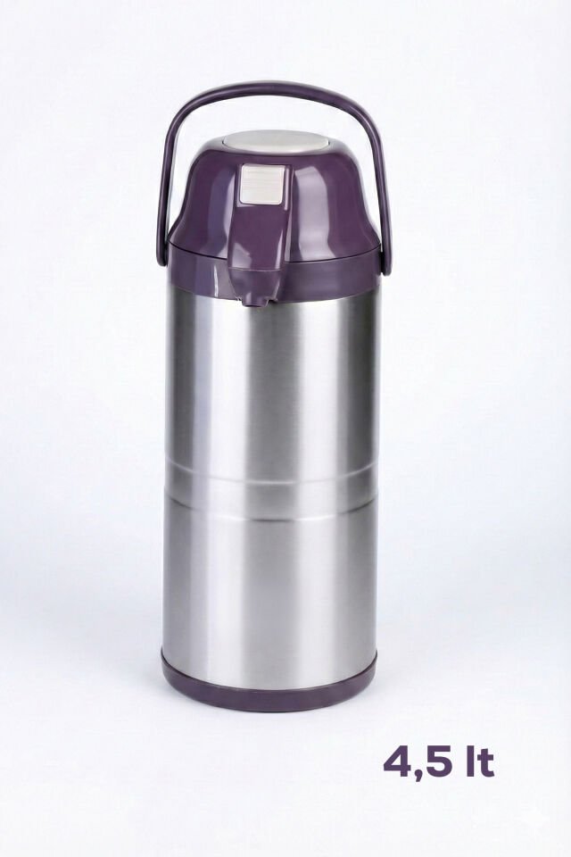 Porsima 2009-2 Çift Kat Paslanmaz Çelik Termos Çay Termosu Su Termosu Mor 4,5lt