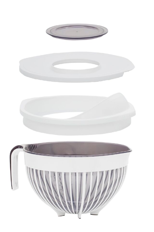 Porsima 3132 Linea 2 li Çok Amaçlı Kapaklı Karıştırma Mikser Kabı Pirinç Süzgeci - Beyaz