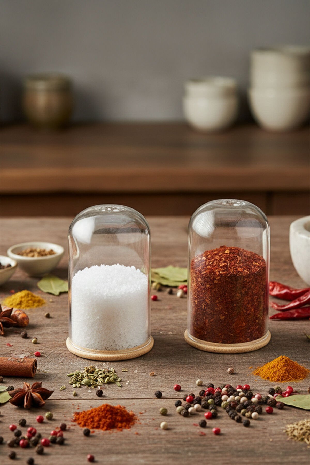 Porsima Hf009001 2li Cam Tuzluk Biberlik Karabiberlik Seti 5x8,5cm Şeffaf