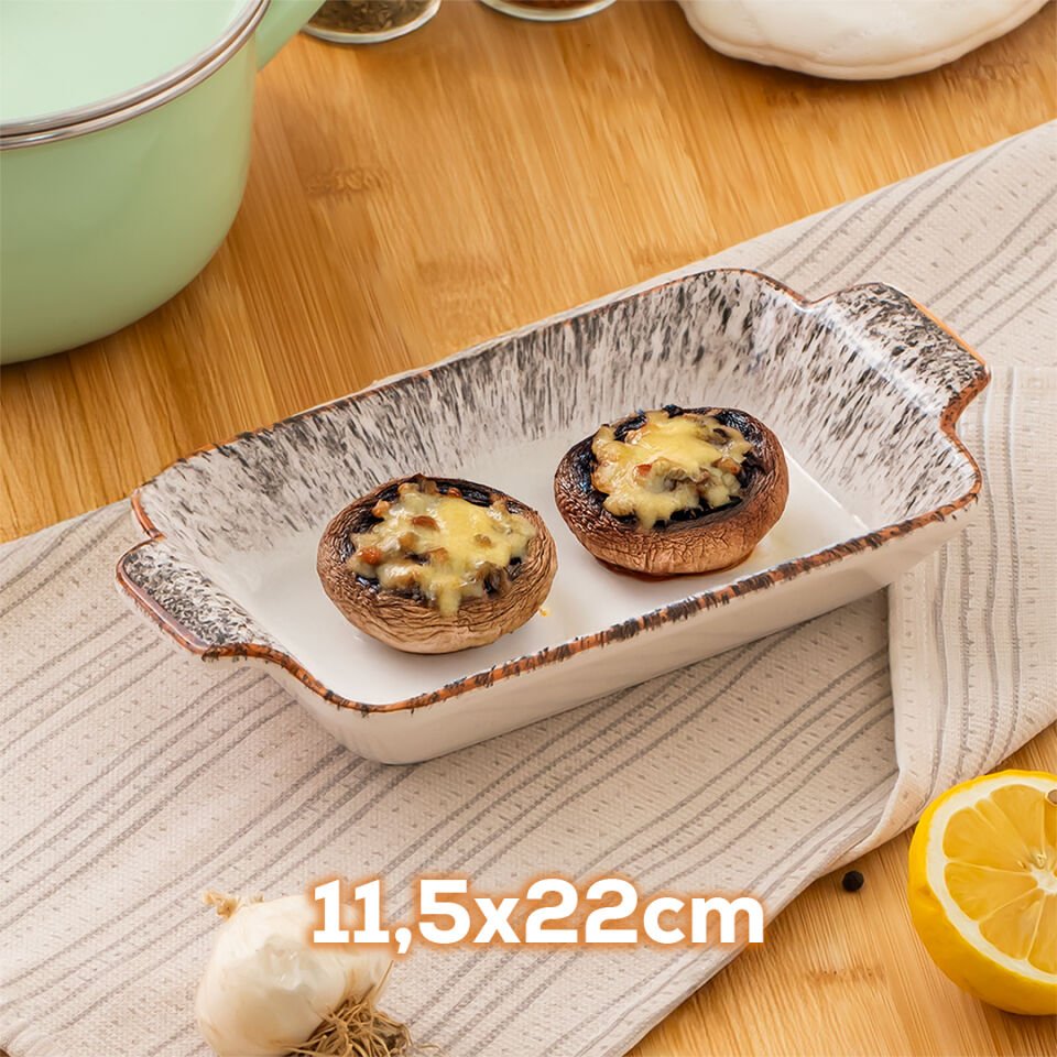 Porsima 083 Dikdörtgen 3'lü Porselen Fırın Kabı Servis Tabağı Siy Siyah