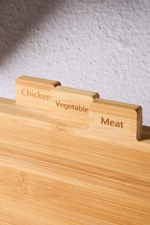 16668 Piero Bambu 3lü Standlı Kesme Tahtası Seti Kesim Panosu Ahşap Kesme Tahtası 32cm