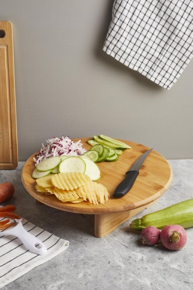 Porsima 15768 Soho32 Standlı Bambu Doğrama Tahtası Ayaklı 32 Cm