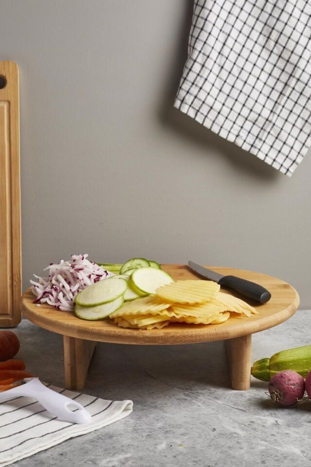 Porsima 15768 Soho32 Standlı Bambu Doğrama Tahtası Ayaklı 32 Cm