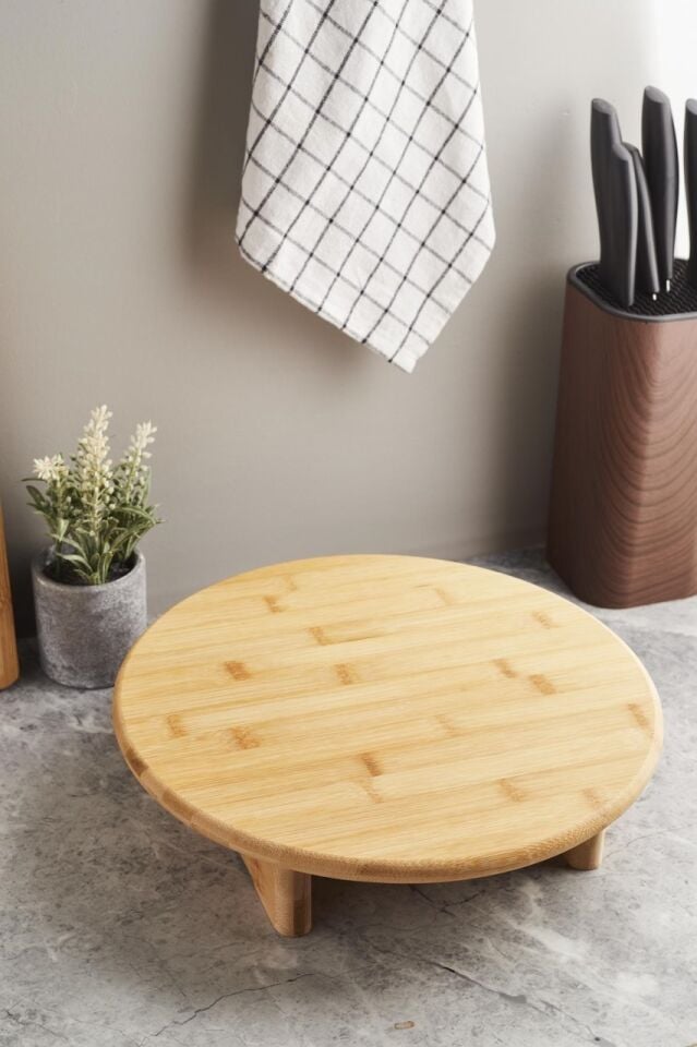 Porsima 15768 Soho32 Standlı Bambu Doğrama Tahtası Ayaklı 32 Cm