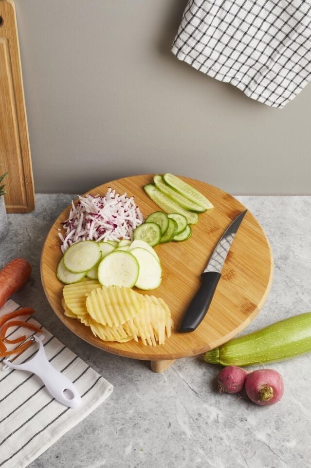 Porsima 15768 Soho32 Standlı Bambu Doğrama Tahtası Ayaklı 32 Cm