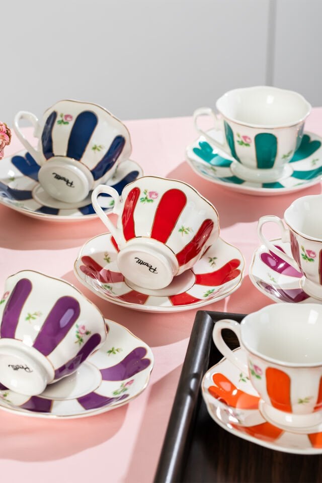 Perotti 16861 Beyoğlu 6 Kişilik Porselen Kahve Fincan Takımı 90ml Çok Renkli