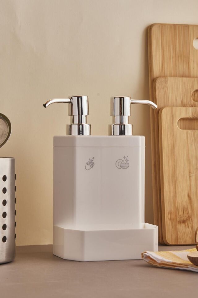 Perotti 13118 Lecce Beyaz Gümüş Sıvı Sabunluk 2 Li