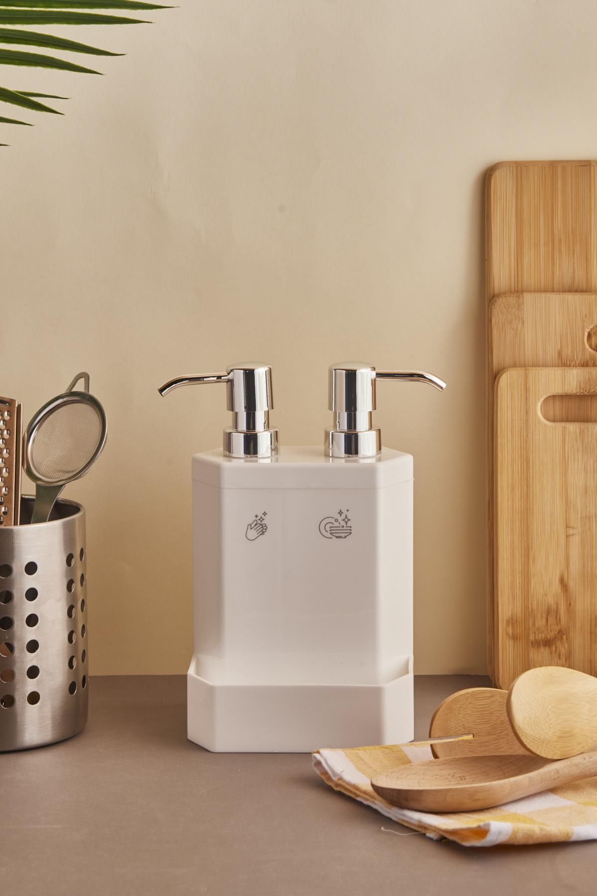 Perotti 13118 Lecce Beyaz Gümüş Sıvı Sabunluk 2 Li