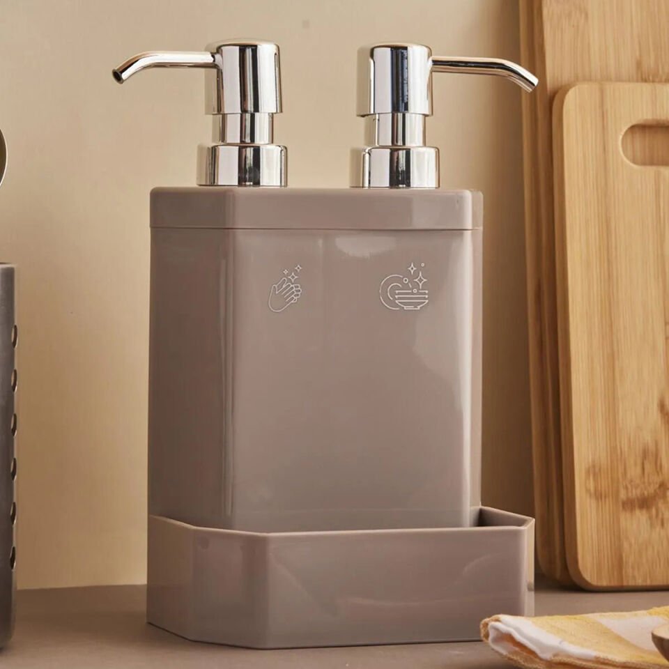 Porsima Marlon Lecce White 2 Li Süngerlik Sıvı Sabunluk-kahve