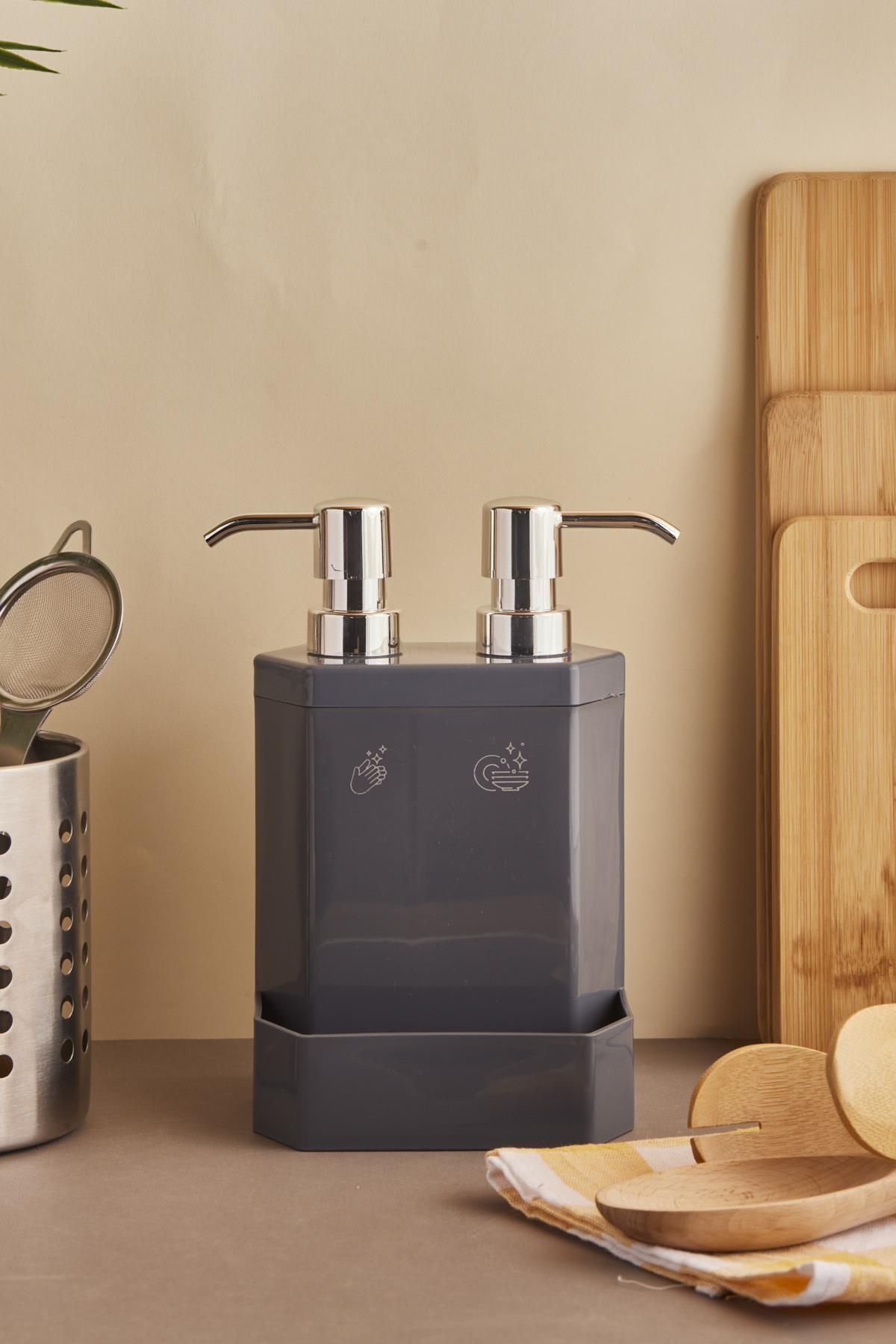 Perotti 13136 Lecce Gri Gümüş Sıvı Sabunluk 2 Li