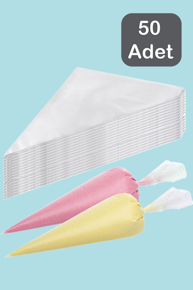 Porsima PBT-164 50 Adet Krema Kek Pasta Süsleme Kullan At Krem Şanti Sıkma Torbası Pastacılık Malzemeleri