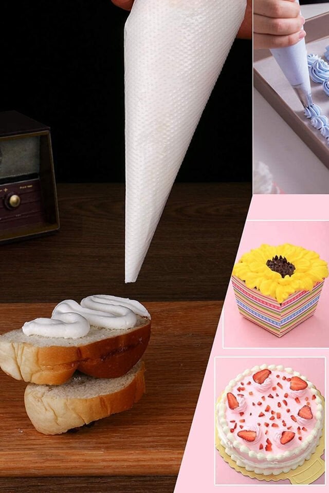 Porsima PBT-164 50 Adet Krema Kek Pasta Süsleme Kullan At Krem Şanti Sıkma Torbası Pastacılık Malzemeleri