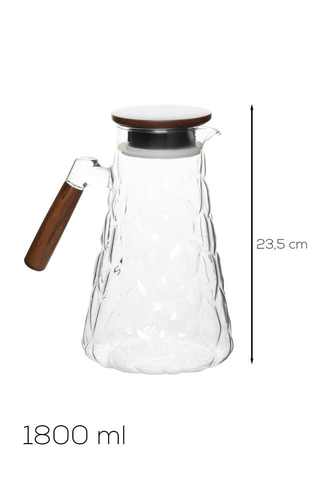 Porsima 6504 Violet Sızdırmaz Kapaklı ve Kulplu Cam Başucu Sürahisi 1800 ml