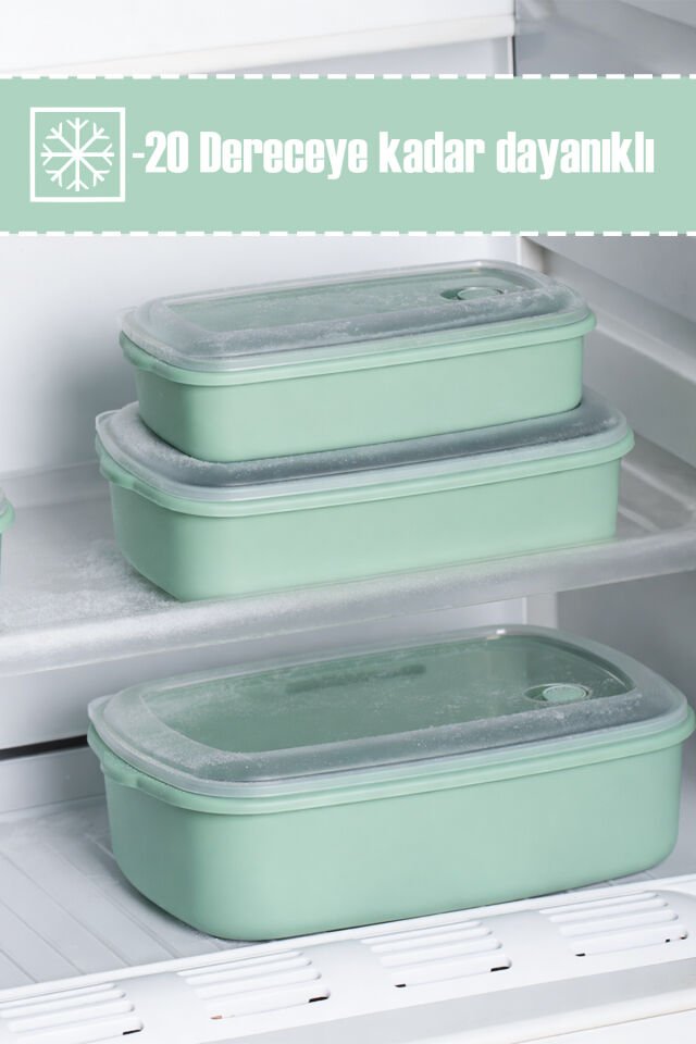 Porsima 5315 Kilitli Sızdırmaz Kapaklı Hava Tahliye Contalı Çok Amaçlı 3lü Erzak Yiyecek Saklama Kabı Seti