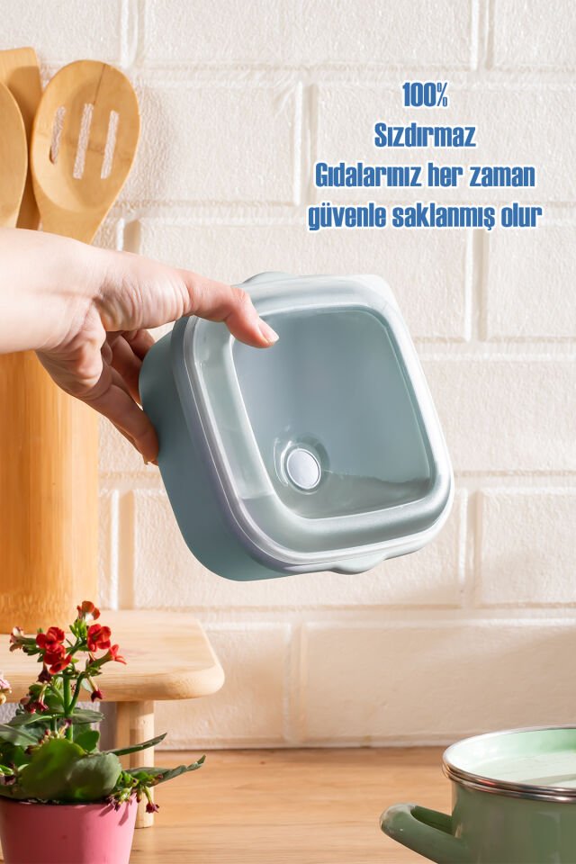 Porsima 5317 Kilitli Sızdırmaz Kapaklı Hava Tahliye Contalı Çok Amaçlı 3lü Erzak Yiyecek Saklama Kabı Seti