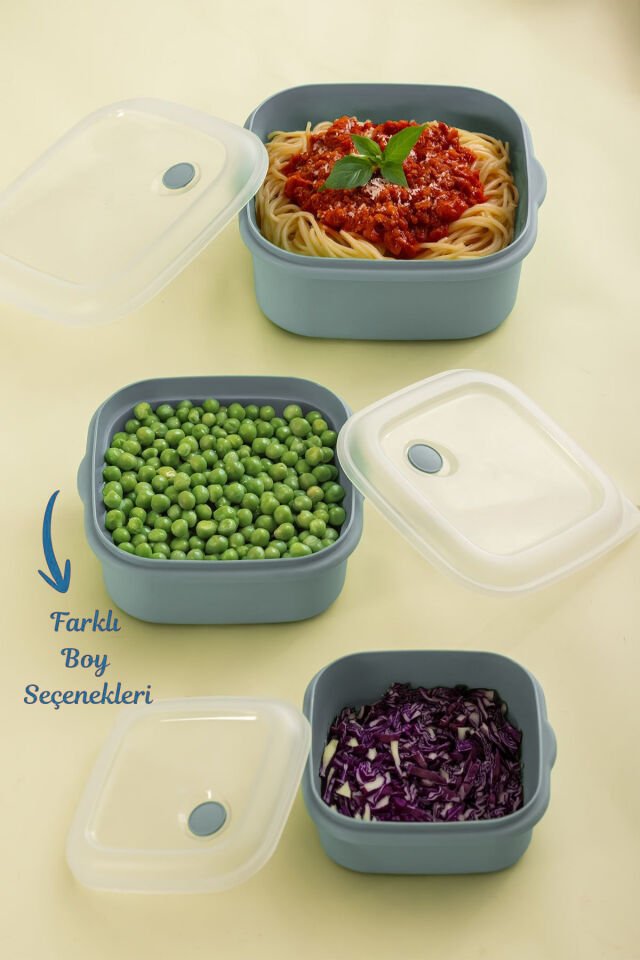 Porsima 5317 Kilitli Sızdırmaz Kapaklı Hava Tahliye Contalı Çok Amaçlı 3lü Erzak Yiyecek Saklama Kabı Seti