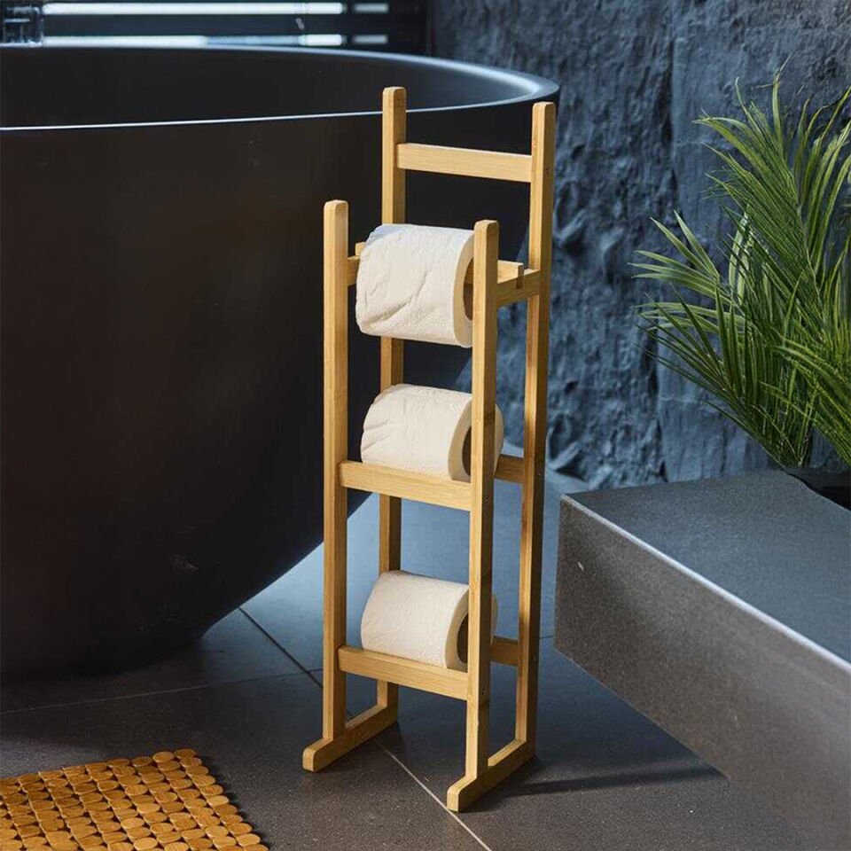 Perotti 16615 Looris Yedekli Bambu Wc Tuvalet Kağıtlık Standlı