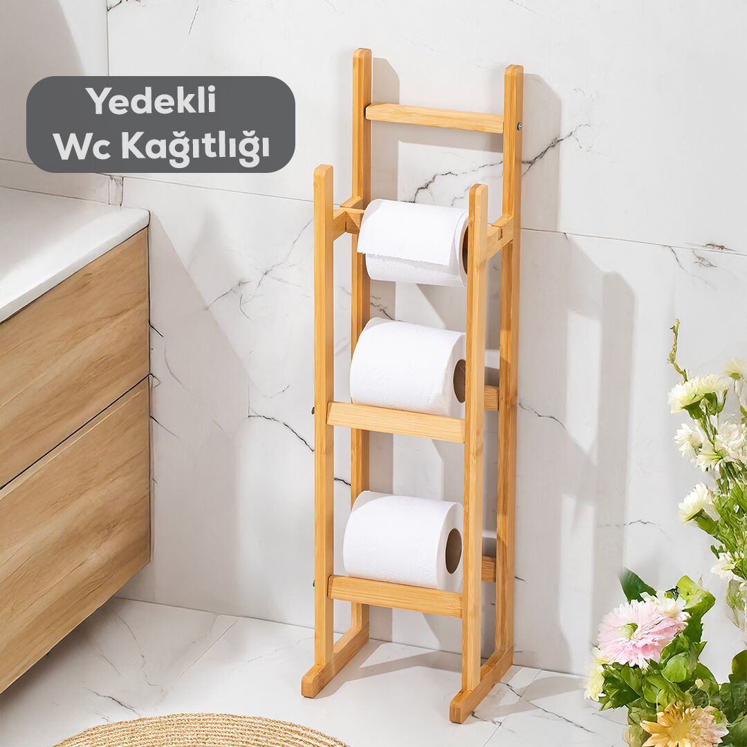 Perotti 16615 Looris Yedekli Bambu Wc Tuvalet Kağıtlık Standlı