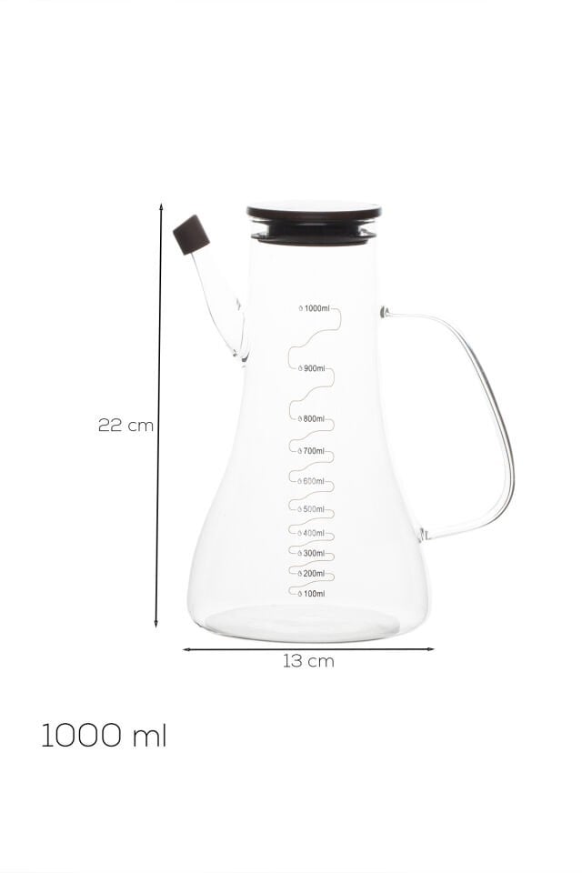 Porsima LM-0106 Serra Kapaklı Borosilikat Cam Yağlık Sirkelik Yağdanlık 1000ml