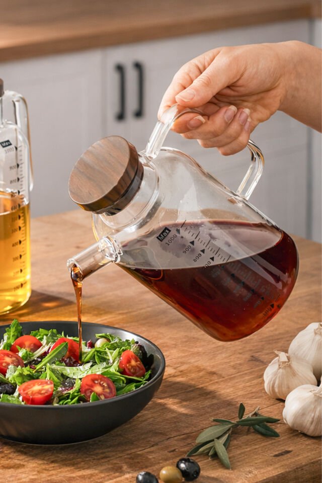 Porsima LM-0108 Verra Kapaklı Borosilikat Cam Yağlık Sirkelik Yağdanlık 1000ml